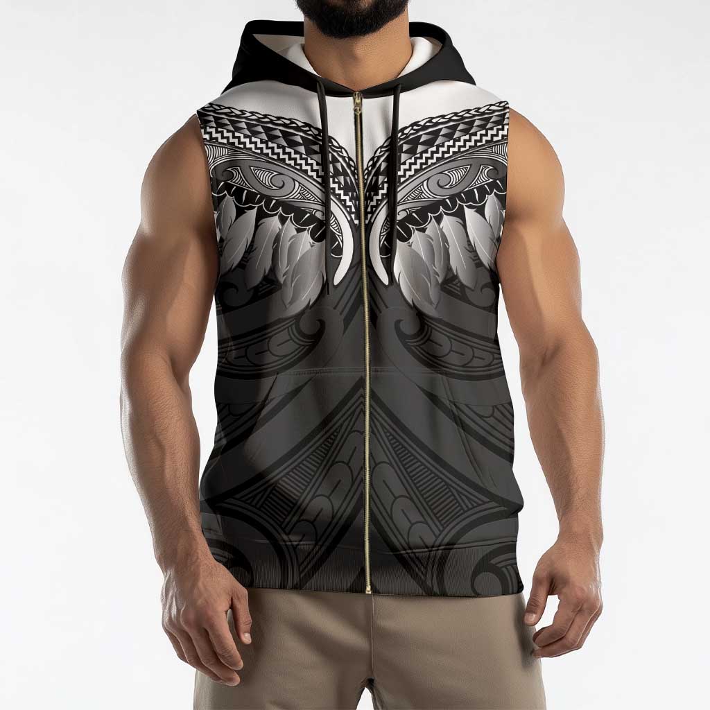 Poutama Korowai New Zealand Sleeveless Zip Hoodie Aotearoa Maori Tattoo - Aussie Hoodie