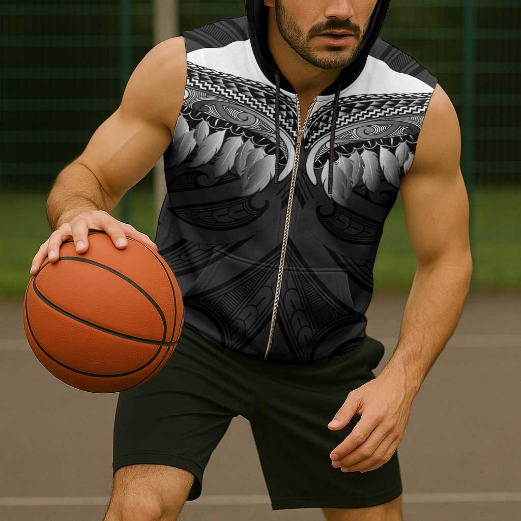 Poutama Korowai New Zealand Sleeveless Zip Hoodie Aotearoa Maori Tattoo - Aussie Hoodie