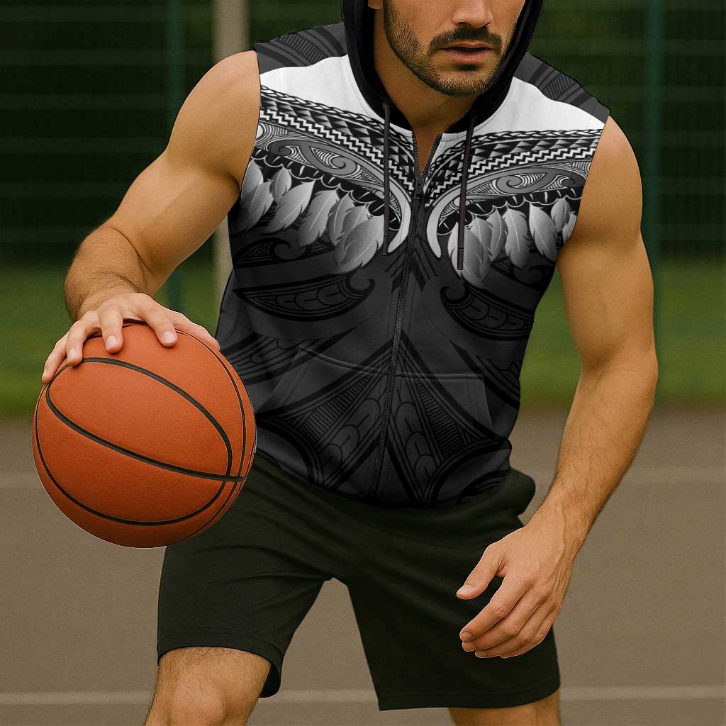 Poutama Korowai New Zealand Sleeveless Zip Hoodie Aotearoa Maori Tattoo LT14