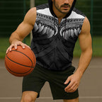 Poutama Korowai New Zealand Sleeveless Zip Hoodie Aotearoa Maori Tattoo LT14