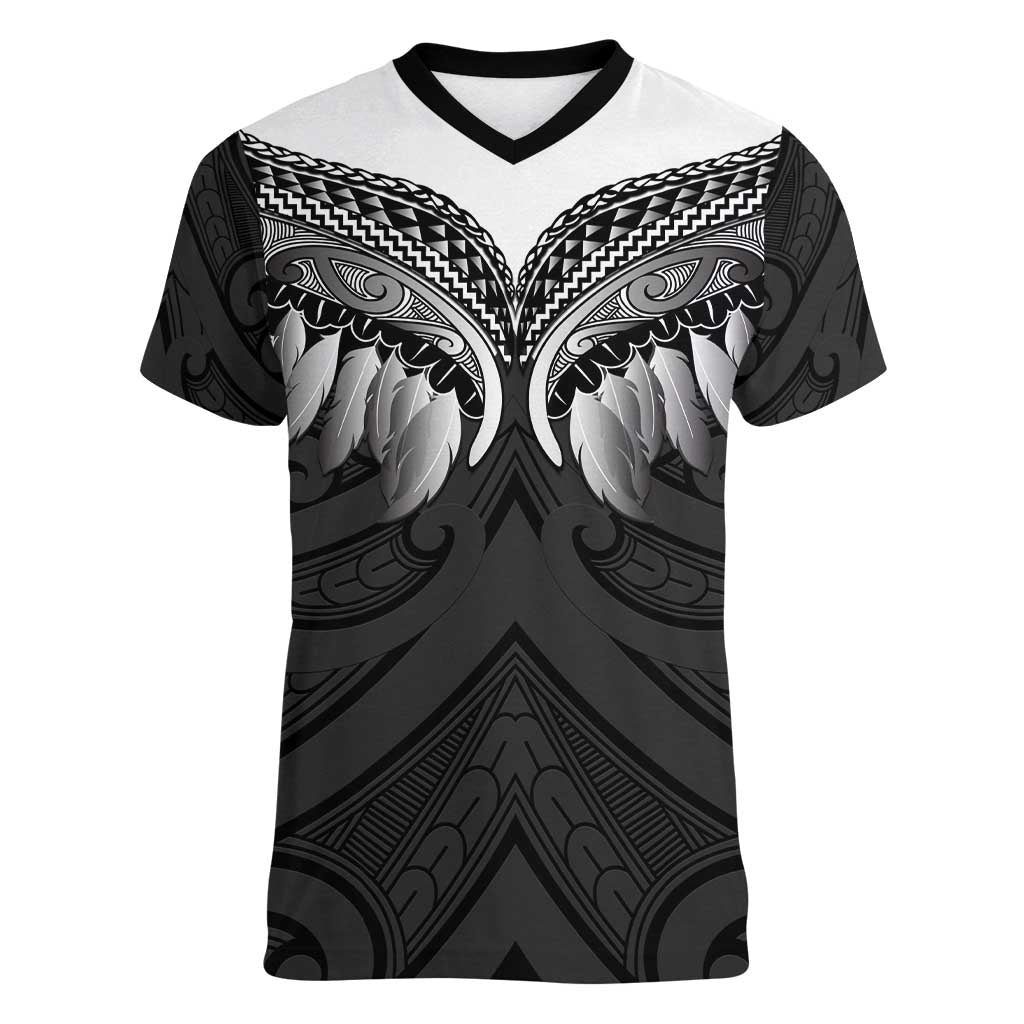 Poutama Korowai New Zealand Women V-Neck T-Shirt Aotearoa Maori Tattoo - Aussie Hoodie