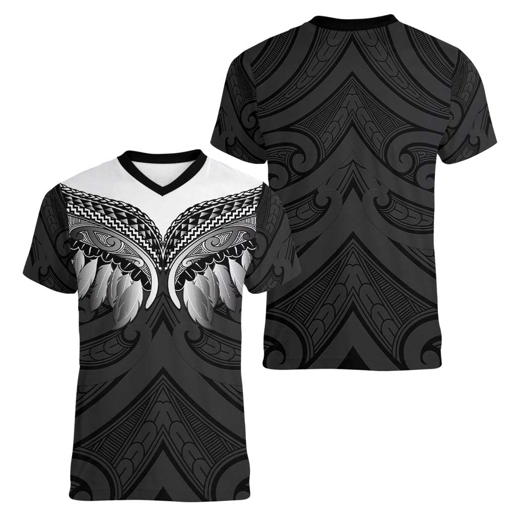 Poutama Korowai New Zealand Women V-Neck T-Shirt Aotearoa Maori Tattoo - Aussie Hoodie