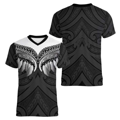 Poutama Korowai New Zealand Women V-Neck T-Shirt Aotearoa Maori Tattoo - Aussie Hoodie