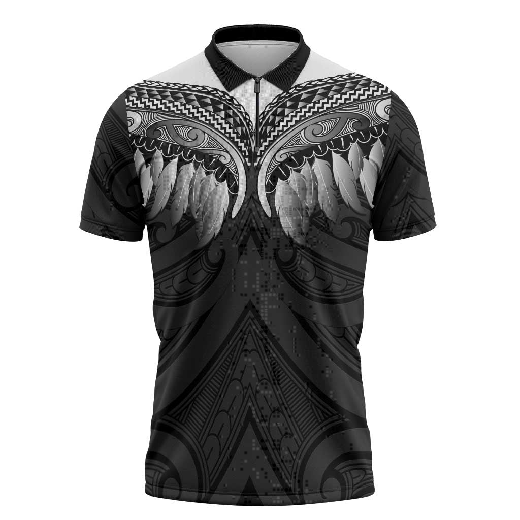 Poutama Korowai New Zealand Zipper Polo Shirt Aotearoa Maori Tattoo - Aussie Hoodie