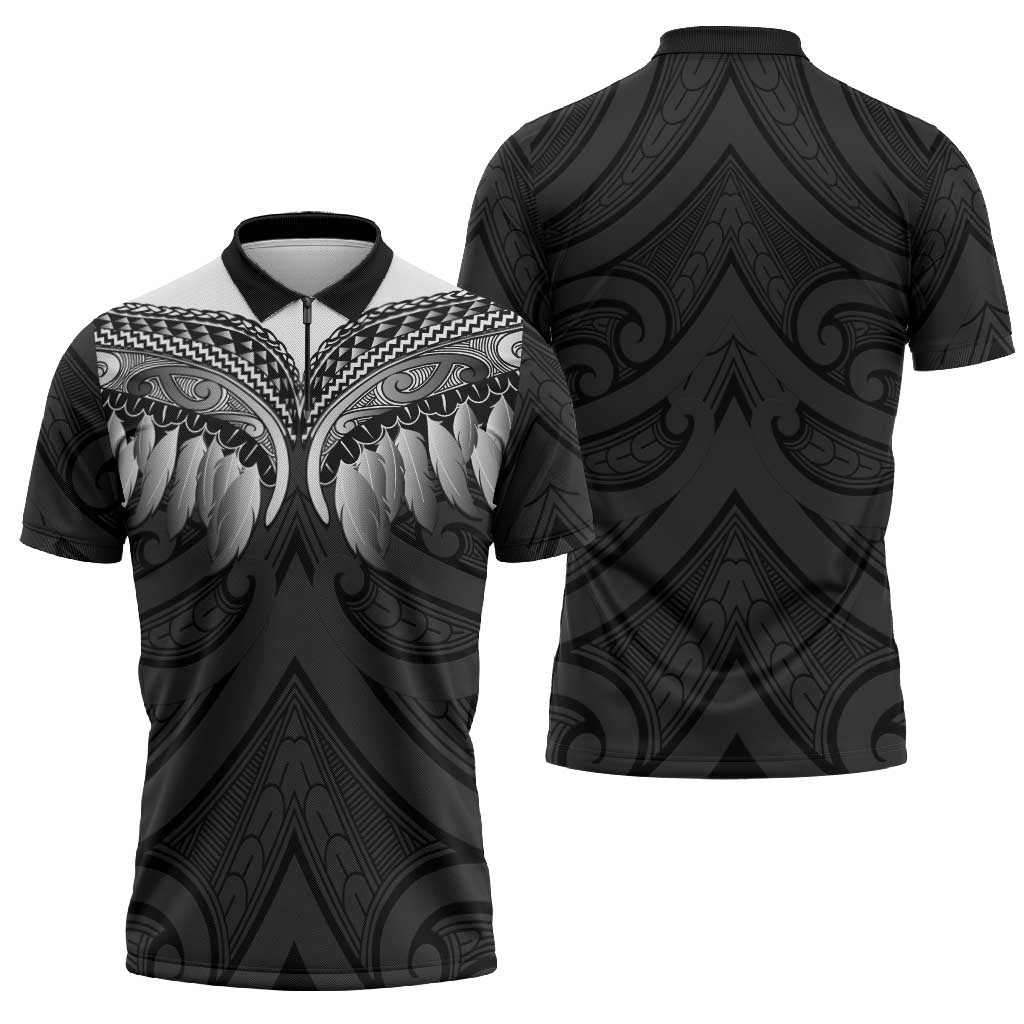 Poutama Korowai New Zealand Zipper Polo Shirt Aotearoa Maori Tattoo - Aussie Hoodie