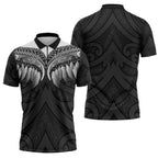 Poutama Korowai New Zealand Zipper Polo Shirt Aotearoa Maori Tattoo - Aussie Hoodie