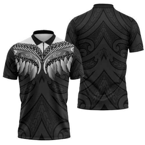 Poutama Korowai New Zealand Zipper Polo Shirt Aotearoa Maori Tattoo - Aussie Hoodie
