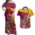 brisbane-broncos-rugby-couples-matching-off-shoulder-maxi-dress-and-hawaiian-shirt-go-champions-2023-mascot-with-polynesian-indigenous-art