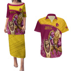 brisbane-broncos-rugby-couples-matching-puletasi-dress-and-hawaiian-shirt-go-champions-2023-mascot-with-polynesian-indigenous-art