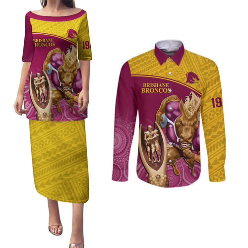 brisbane-broncos-rugby-couples-matching-puletasi-dress-and-long-sleeve-button-shirts-go-champions-2023-mascot-with-polynesian-indigenous-art
