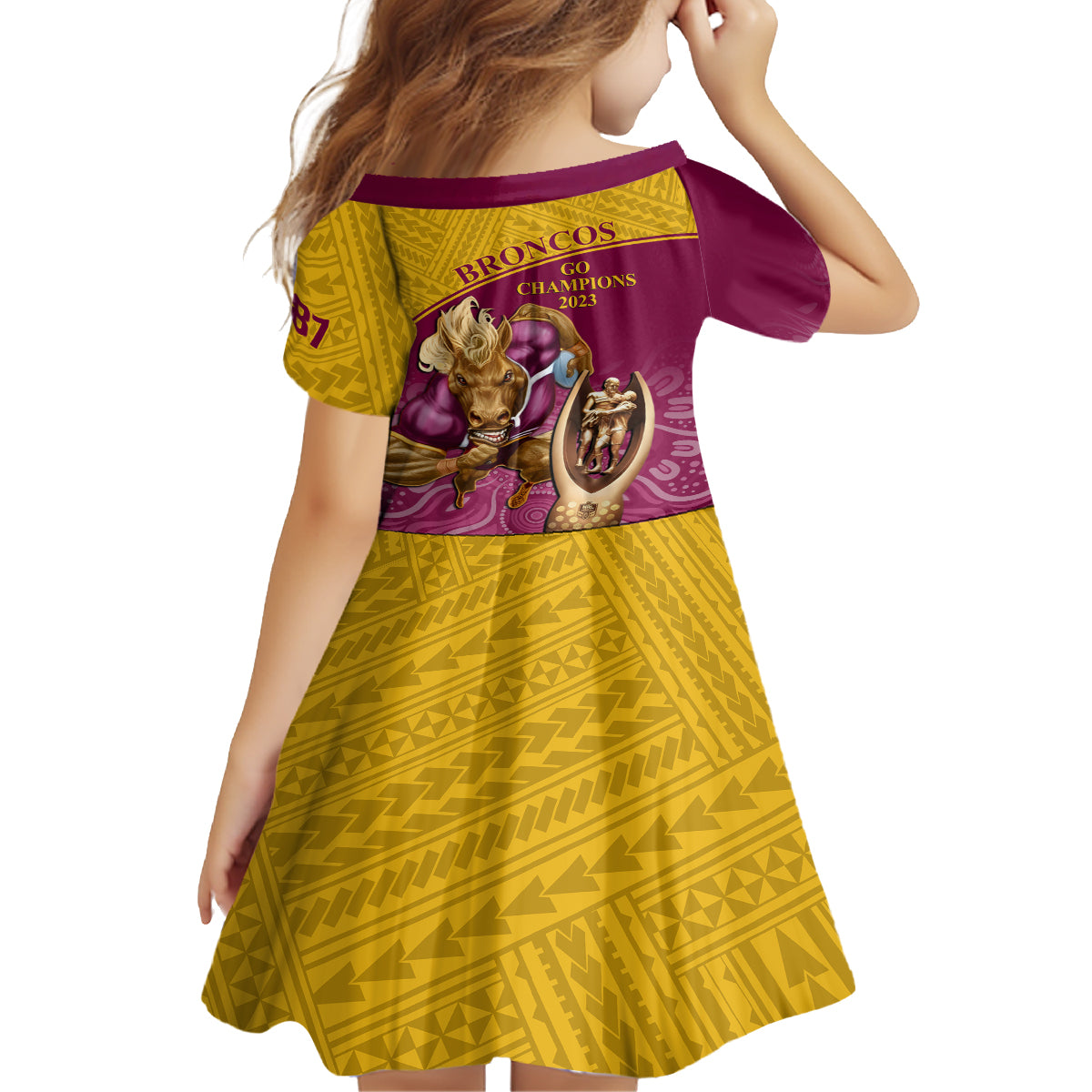 brisbane-broncos-rugby-family-matching-off-shoulder-maxi-dress-and-hawaiian-shirt-go-champions-2023-mascot-with-polynesian-indigenous-art