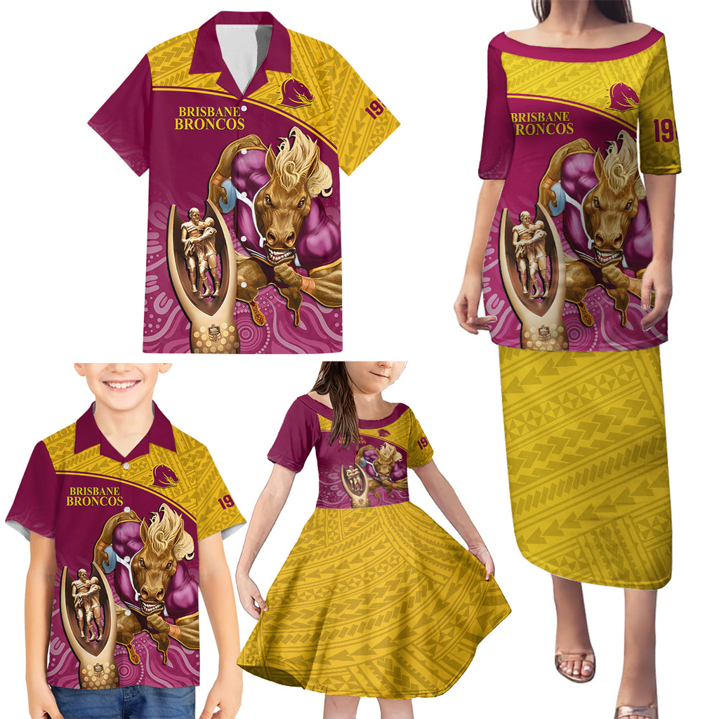 brisbane-broncos-rugby-family-matching-puletasi-dress-and-hawaiian-shirt-go-champions-2023-mascot-with-polynesian-indigenous-art