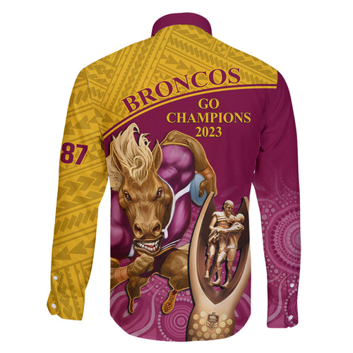 brisbane-broncos-rugby-family-matching-short-sleeve-bodycon-dress-and-hawaiian-shirt-go-champions-2023-mascot-with-polynesian-indigenous-art