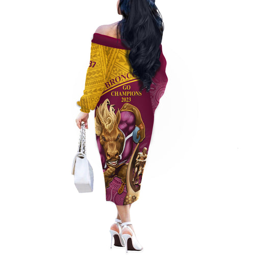 brisbane-broncos-rugby-off-the-shoulder-long-sleeve-dress-go-champions-2023-mascot-with-polynesian-indigenous-art