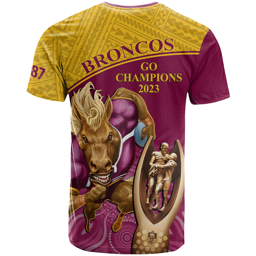 brisbane-broncos-rugby-t-shirt-go-champions-2023-mascot-with-polynesian-indigenous-art