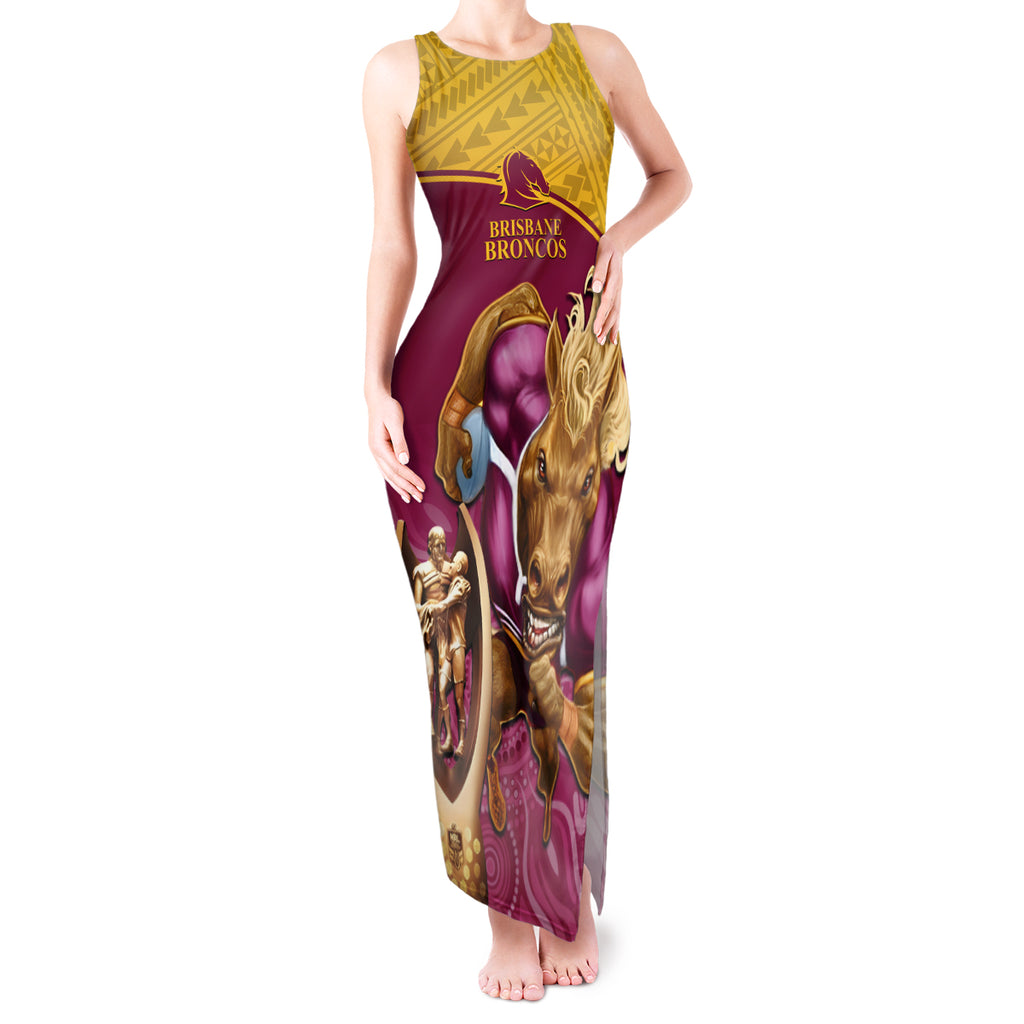 brisbane-broncos-rugby-tank-maxi-dress-go-champions-2023-mascot-with-polynesian-indigenous-art