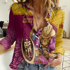 brisbane-broncos-rugby-women-casual-shirt-go-champions-2023-mascot-with-polynesian-indigenous-art