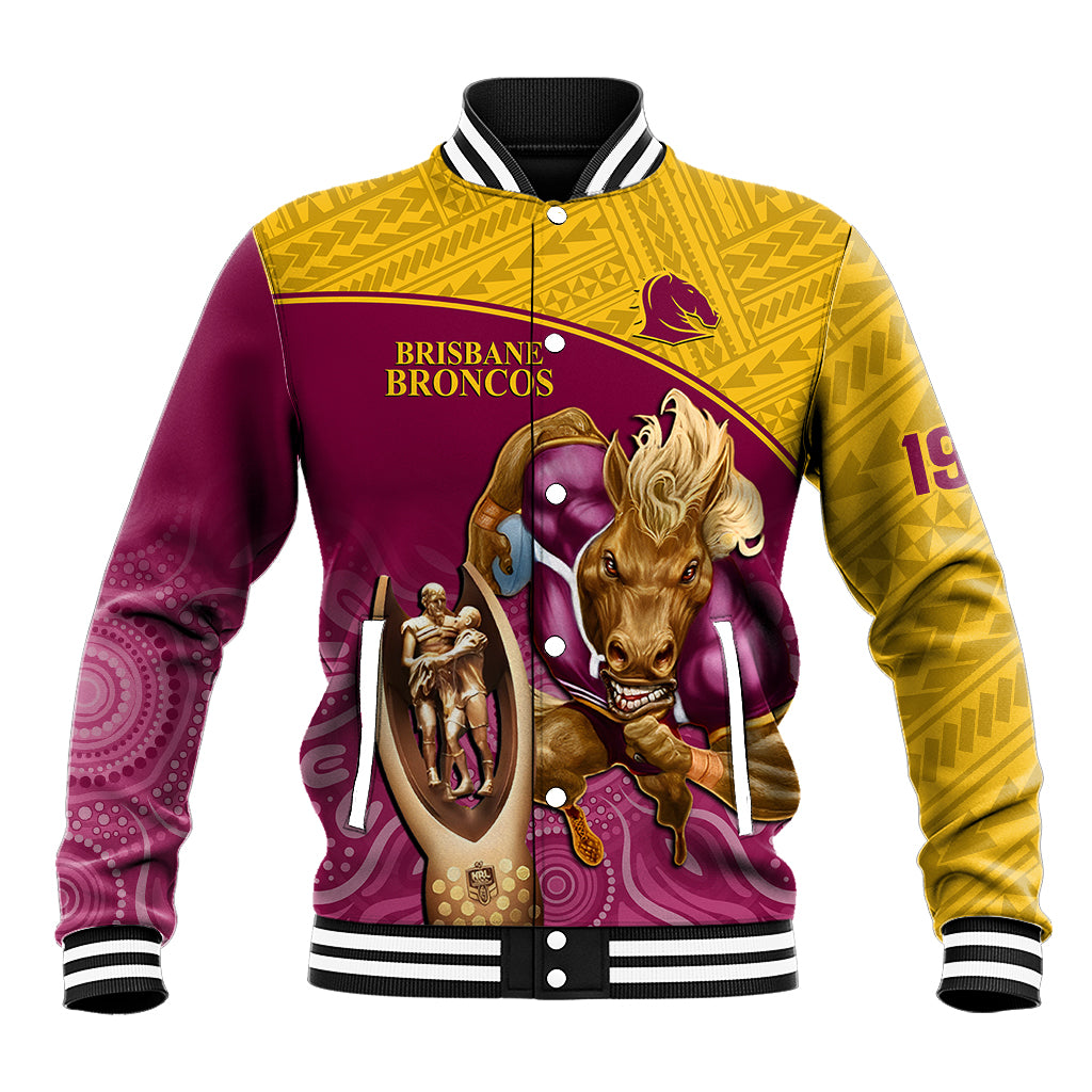 custom-brisbane-broncos-rugby-baseball-jacket-go-champions-2023-mascot-with-polynesian-indigenous-art