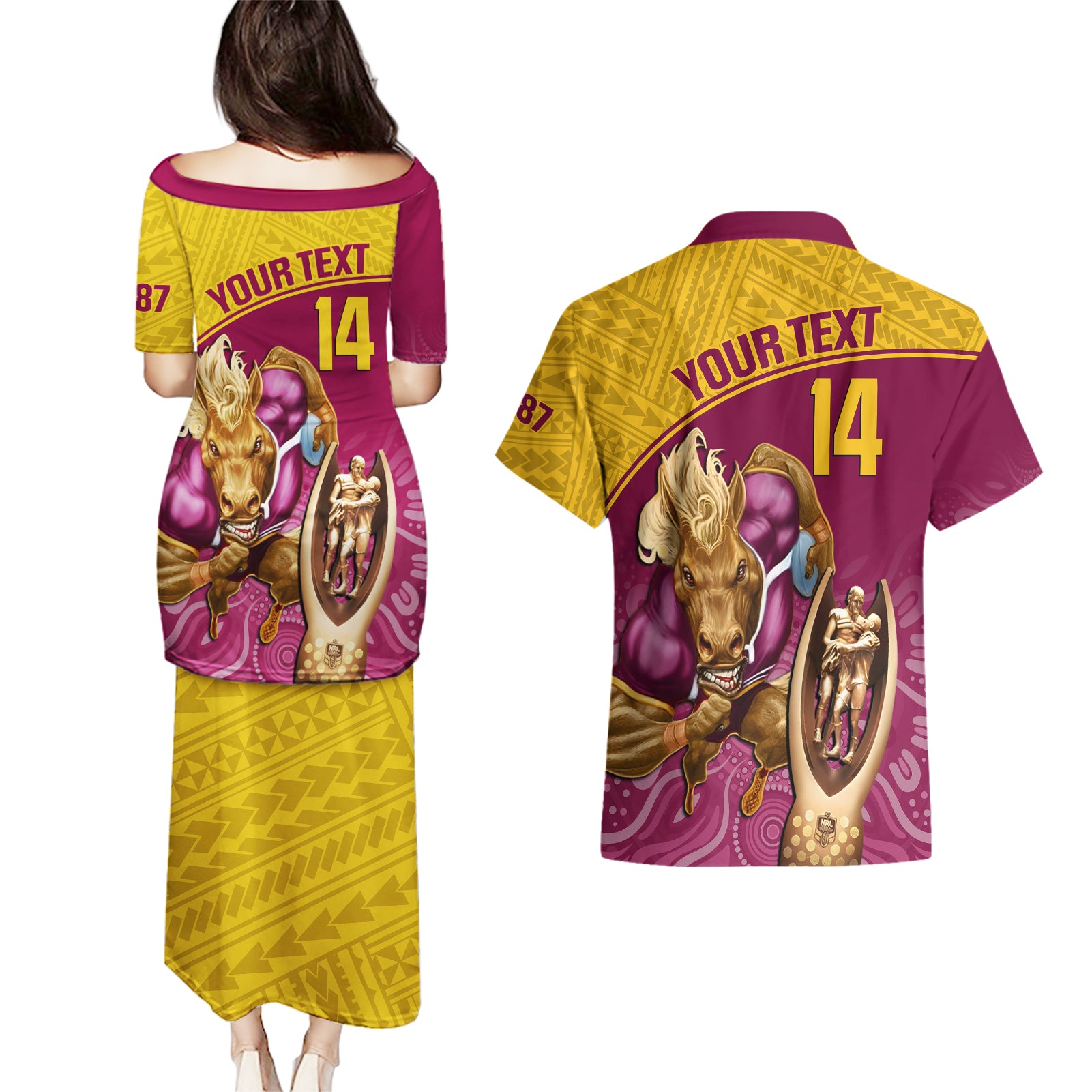 custom-brisbane-broncos-rugby-couples-matching-puletasi-dress-and-hawaiian-shirt-go-champions-2023-mascot-with-polynesian-indigenous-art