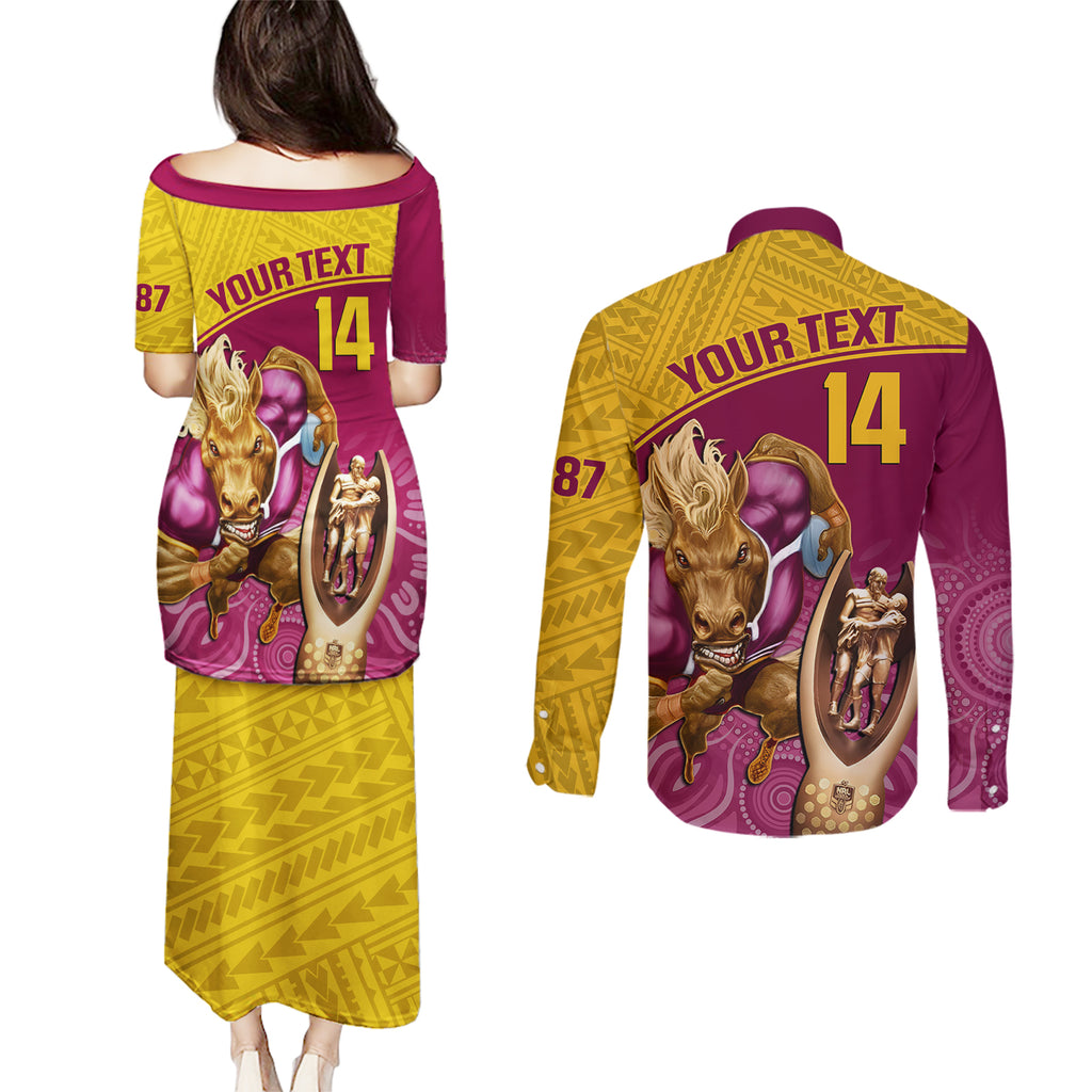 custom-brisbane-broncos-rugby-couples-matching-puletasi-dress-and-long-sleeve-button-shirts-go-champions-2023-mascot-with-polynesian-indigenous-art