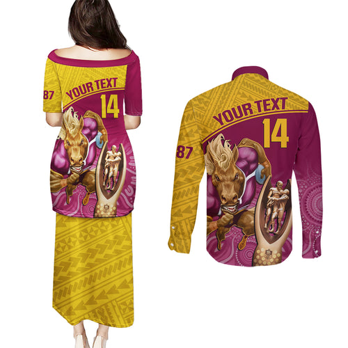 custom-brisbane-broncos-rugby-couples-matching-puletasi-dress-and-long-sleeve-button-shirts-go-champions-2023-mascot-with-polynesian-indigenous-art