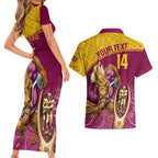 custom-brisbane-broncos-rugby-couples-matching-short-sleeve-bodycon-dress-and-hawaiian-shirt-go-champions-2023-mascot-with-polynesian-indigenous-art