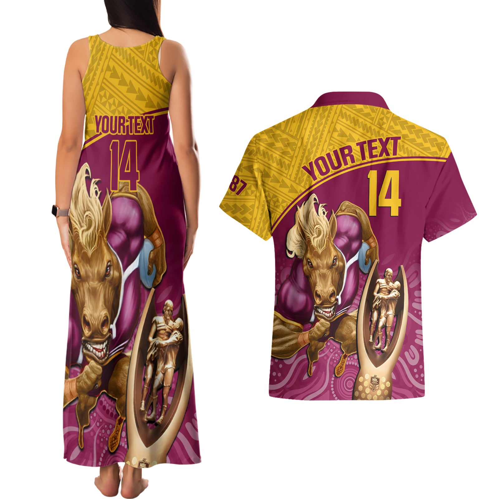 custom-brisbane-broncos-rugby-couples-matching-tank-maxi-dress-and-hawaiian-shirt-go-champions-2023-mascot-with-polynesian-indigenous-art