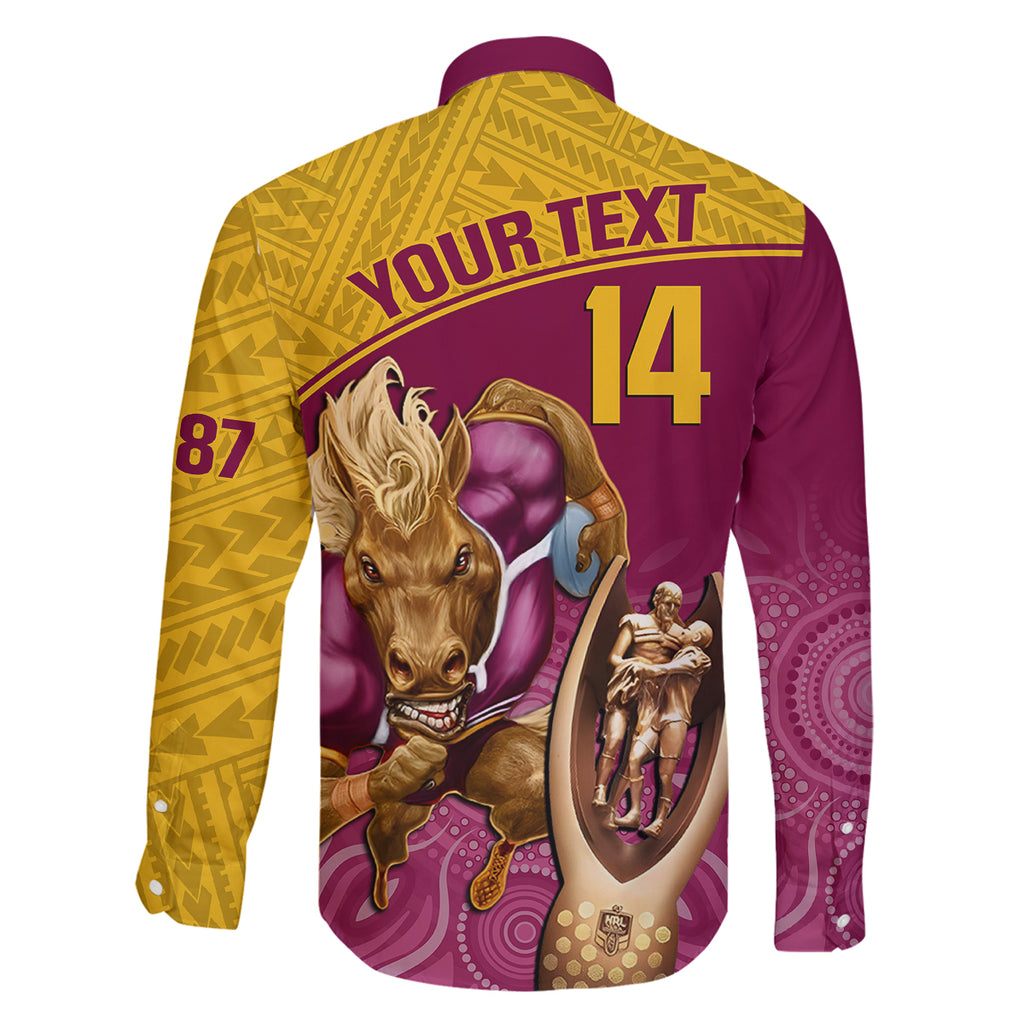 custom-brisbane-broncos-rugby-family-matching-long-sleeve-bodycon-dress-and-hawaiian-shirt-go-champions-2023-mascot-with-polynesian-indigenous-art