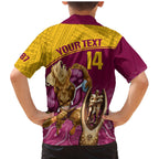 custom-brisbane-broncos-rugby-family-matching-mermaid-dress-and-hawaiian-shirt-go-champions-2023-mascot-with-polynesian-indigenous-art