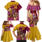 custom-brisbane-broncos-rugby-family-matching-mermaid-dress-and-hawaiian-shirt-go-champions-2023-mascot-with-polynesian-indigenous-art