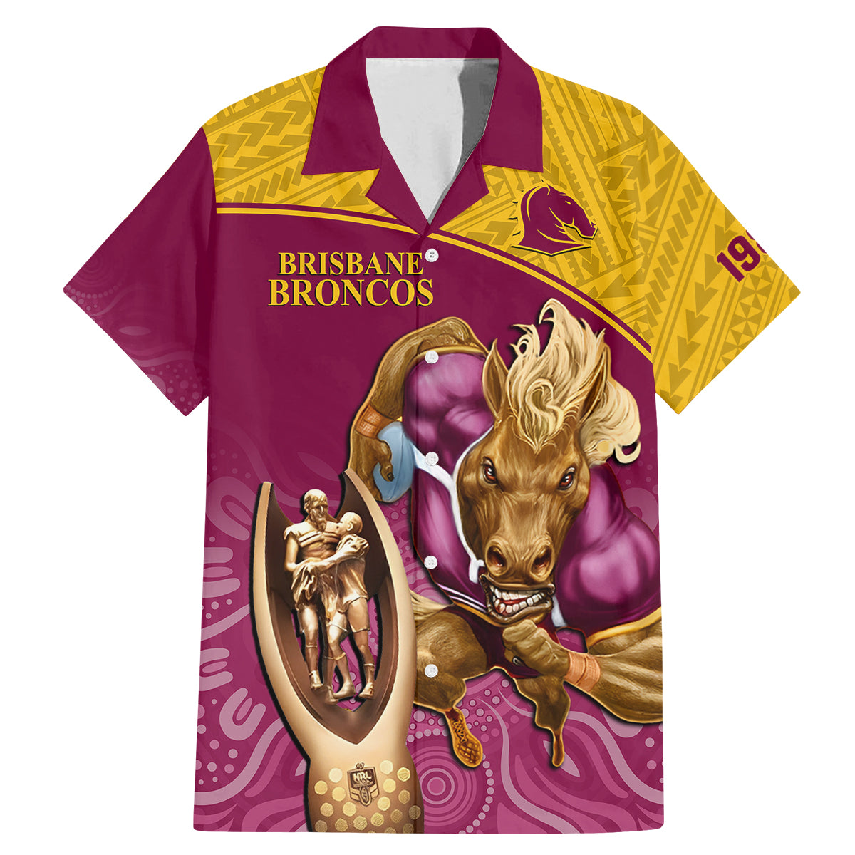 custom-brisbane-broncos-rugby-family-matching-mermaid-dress-and-hawaiian-shirt-go-champions-2023-mascot-with-polynesian-indigenous-art