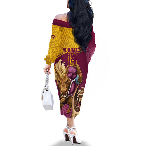 custom-brisbane-broncos-rugby-family-matching-off-shoulder-long-sleeve-dress-and-hawaiian-shirt-go-champions-2023-mascot-with-polynesian-indigenous-art