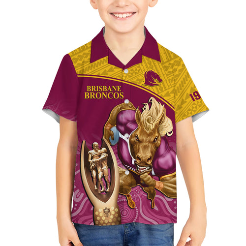 custom-brisbane-broncos-rugby-family-matching-off-shoulder-short-dress-and-hawaiian-shirt-go-champions-2023-mascot-with-polynesian-indigenous-art
