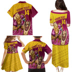 custom-brisbane-broncos-rugby-family-matching-puletasi-dress-and-hawaiian-shirt-go-champions-2023-mascot-with-polynesian-indigenous-art