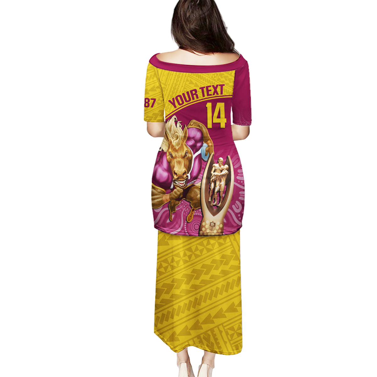 custom-brisbane-broncos-rugby-family-matching-puletasi-dress-and-hawaiian-shirt-go-champions-2023-mascot-with-polynesian-indigenous-art