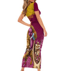 custom-brisbane-broncos-rugby-family-matching-short-sleeve-bodycon-dress-and-hawaiian-shirt-go-champions-2023-mascot-with-polynesian-indigenous-art