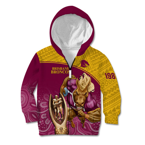 custom-brisbane-broncos-rugby-kid-hoodie-go-champions-2023-mascot-with-polynesian-indigenous-art