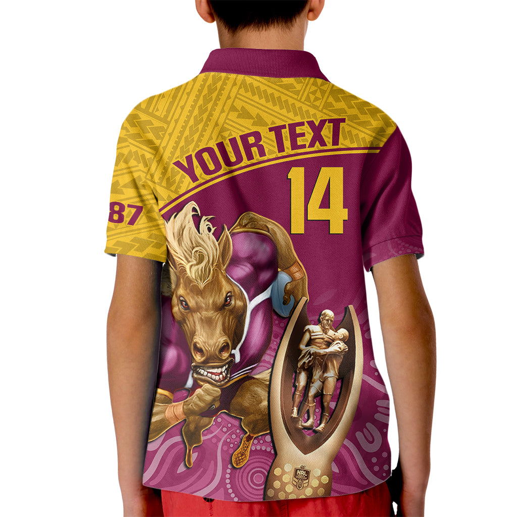 custom-brisbane-broncos-rugby-kid-polo-shirt-go-champions-2023-mascot-with-polynesian-indigenous-art