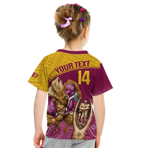 custom-brisbane-broncos-rugby-kid-t-shirt-go-champions-2023-mascot-with-polynesian-indigenous-art