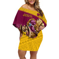 custom-brisbane-broncos-rugby-off-shoulder-short-dress-go-champions-2023-mascot-with-polynesian-indigenous-art