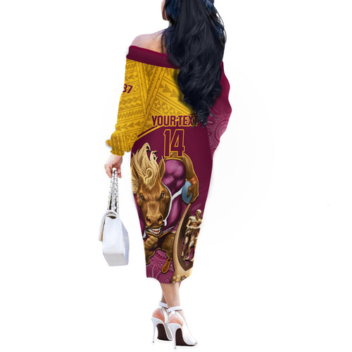 custom-brisbane-broncos-rugby-off-the-shoulder-long-sleeve-dress-go-champions-2023-mascot-with-polynesian-indigenous-art