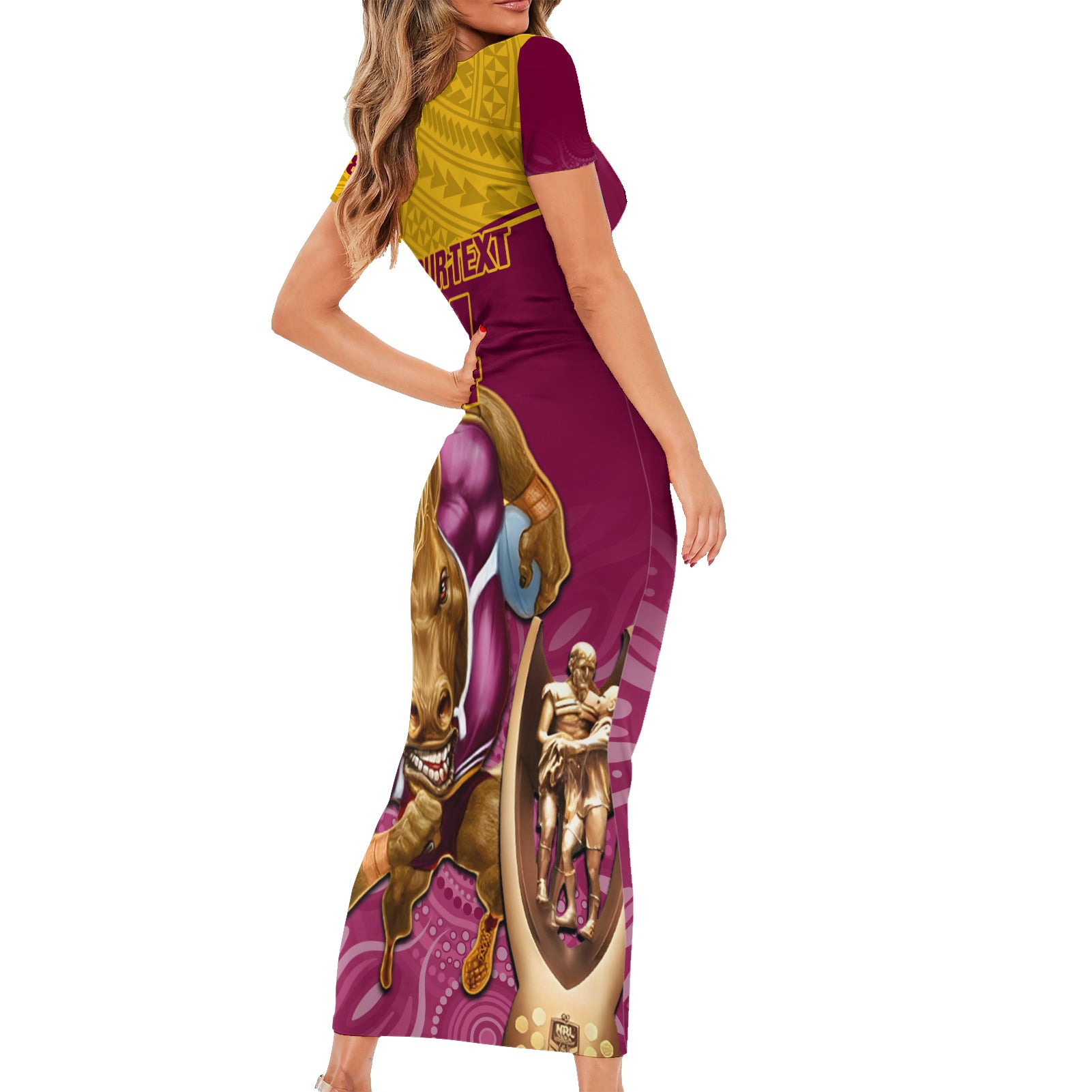 custom-brisbane-broncos-rugby-short-sleeve-bodycon-dress-go-champions-2023-mascot-with-polynesian-indigenous-art