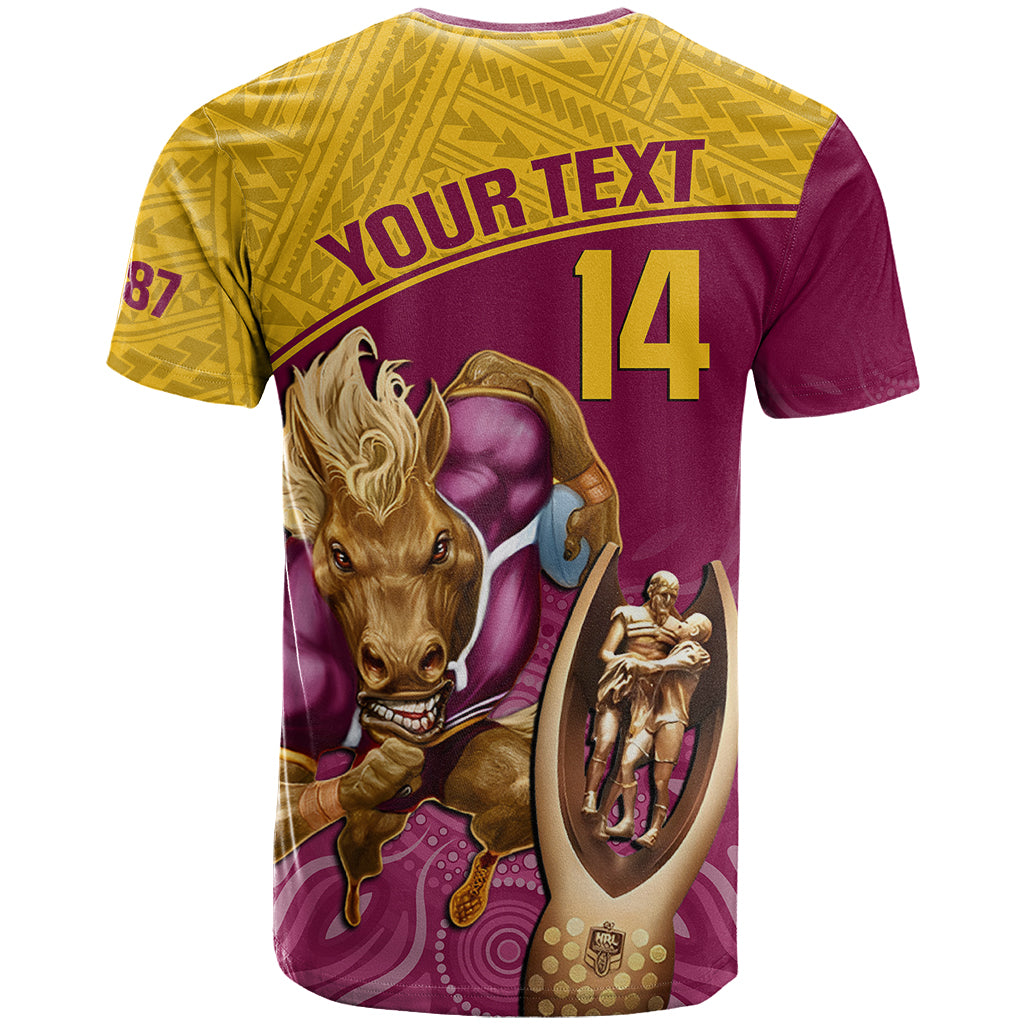 custom-brisbane-broncos-rugby-t-shirt-go-champions-2023-mascot-with-polynesian-indigenous-art