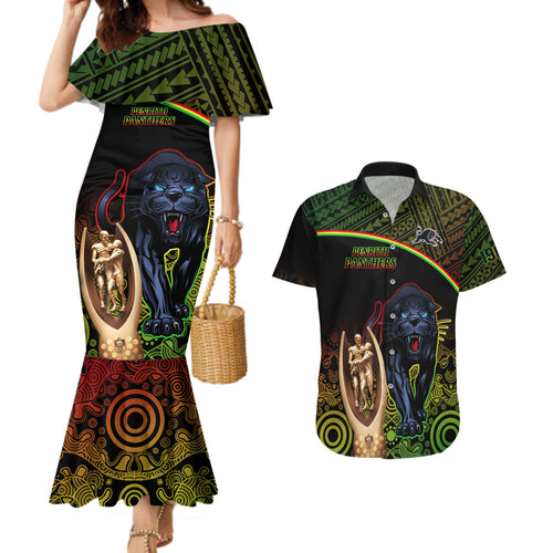 panthers-rugby-couples-matching-mermaid-dress-and-hawaiian-shirt-go-premiers-back-to-back-polynesian-indigenous-art