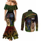 panthers-rugby-couples-matching-mermaid-dress-and-long-sleeve-button-shirts-go-premiers-back-to-back-polynesian-indigenous-art