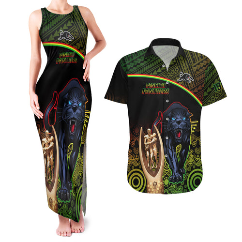 panthers-rugby-couples-matching-tank-maxi-dress-and-hawaiian-shirt-go-premiers-back-to-back-polynesian-indigenous-art