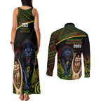 panthers-rugby-couples-matching-tank-maxi-dress-and-long-sleeve-button-shirts-go-premiers-back-to-back-polynesian-indigenous-art
