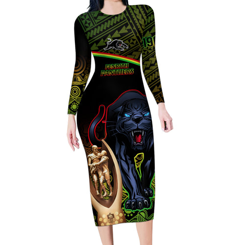 panthers-rugby-family-matching-long-sleeve-bodycon-dress-and-hawaiian-shirt-go-premiers-back-to-back-polynesian-indigenous-art