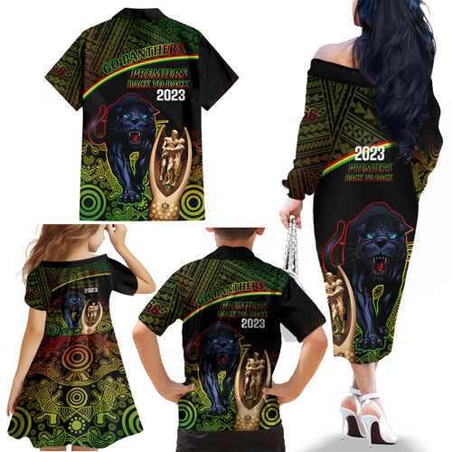 panthers-rugby-family-matching-off-shoulder-long-sleeve-dress-and-hawaiian-shirt-go-premiers-back-to-back-polynesian-indigenous-art