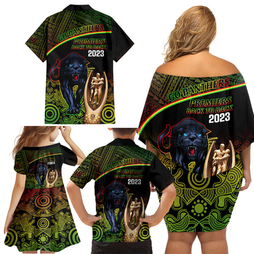 panthers-rugby-family-matching-off-shoulder-short-dress-and-hawaiian-shirt-go-premiers-back-to-back-polynesian-indigenous-art